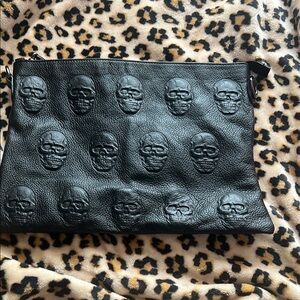 Black Skull Embossed Crossbody Bag